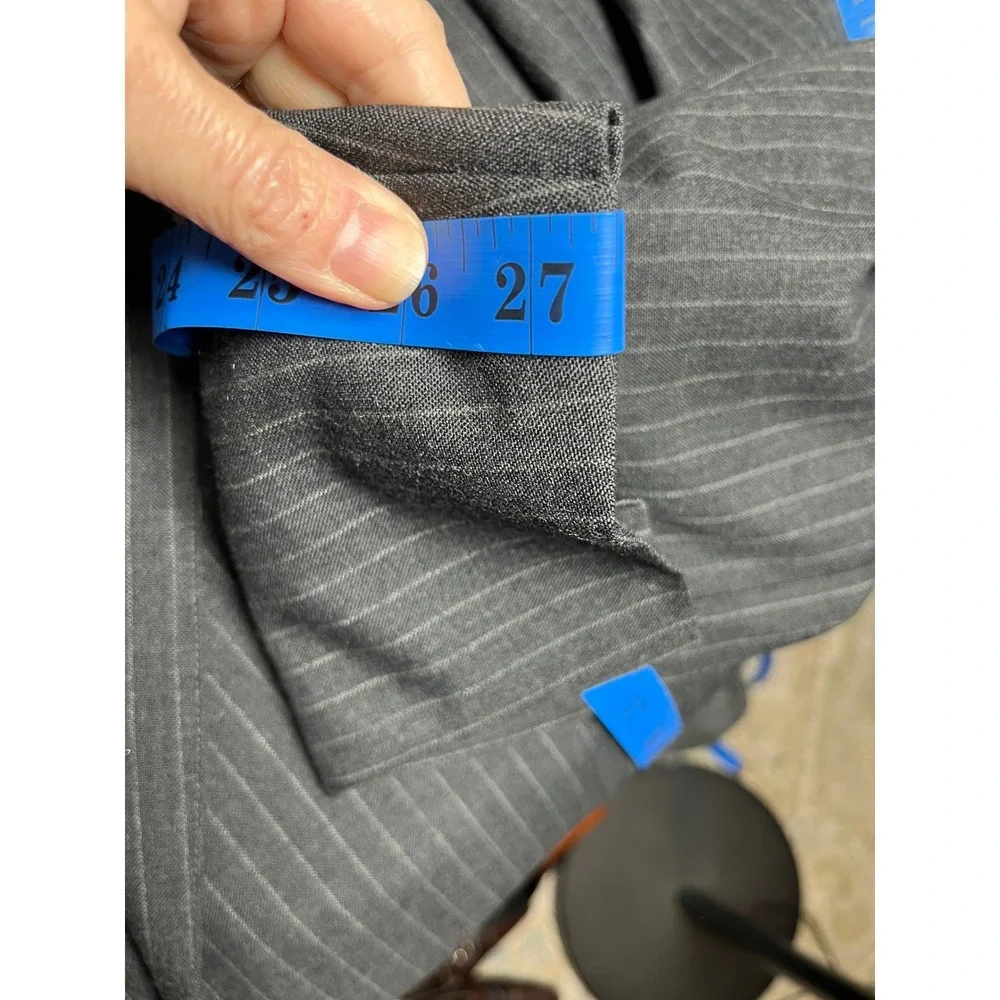 Classic Pinstripe Suit‎ Charcoal Wool Blend John Weitz Palm Beach 46R Big Tall